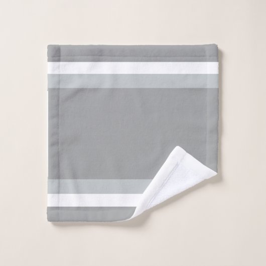 Striped Grey, Midtone Grey, White Bath Towel Set Bad Handdoek (Wasdoekje)