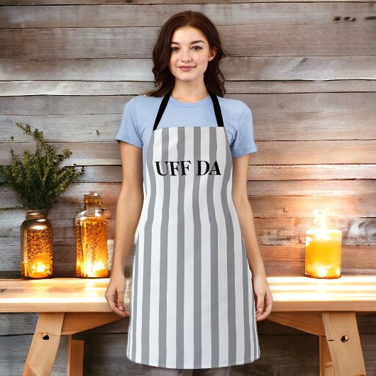 Striped Grey Uff Da All-Over Print Apron Schort