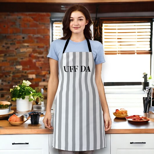 Striped Grey Uff Da All-Over Print Apron Schort