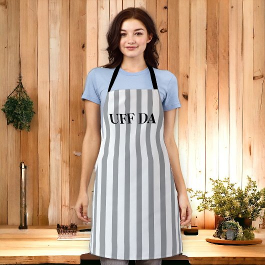 Striped Grey Uff Da All-Over Print Apron Schort