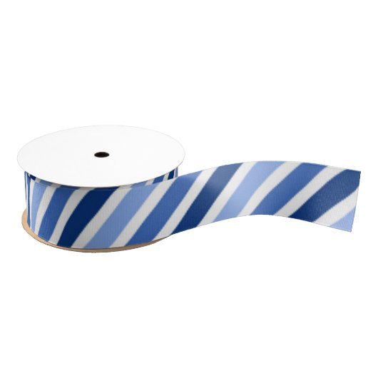 Striped Grosgrain lint:Blauwe en witte strepen Grosgrain Lint (Spoel)