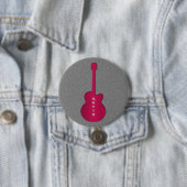 Striped Guitar Button, Hot Pink Ronde Button 7,6 Cm (In situ)