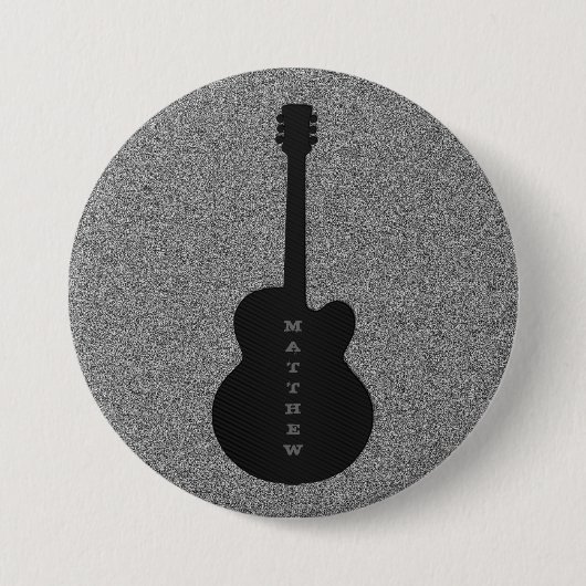 Striped Guitar Button, zwart Ronde Button 7,6 Cm (Voorkant)