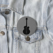 Striped Guitar Button, zwart Ronde Button 7,6 Cm (In situ)