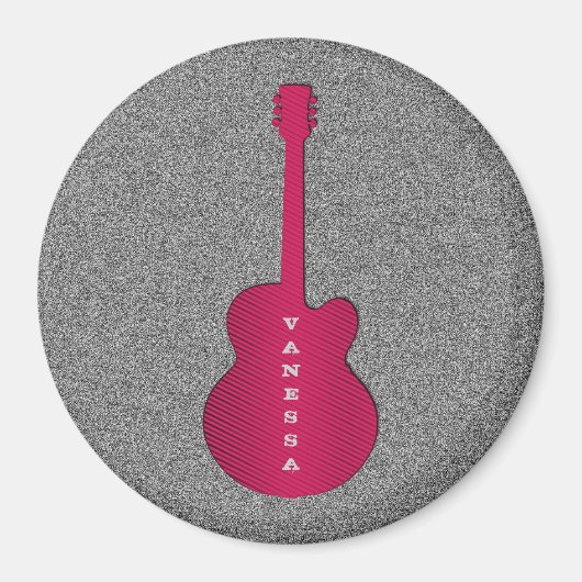 Striped Guitar Magnet, Hot Pink Magneet (Voorkant)
