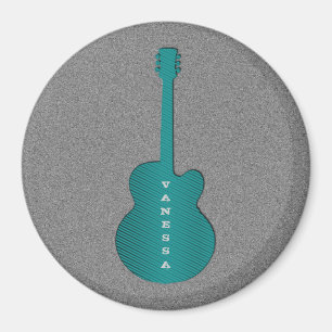 Striped Guitar Magnet, Turquoise Magneet