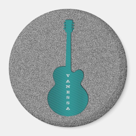 Striped Guitar Magnet, Turquoise Magneet (Voorkant)
