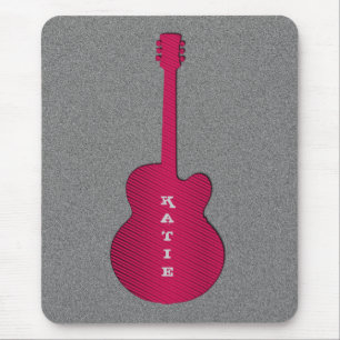 Striped Guitar Mousepad, Hot Pink Muismat
