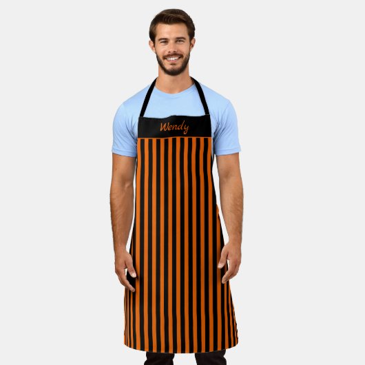 Striped Halloween Oranje en Black Pattern Schort (Gedragen)