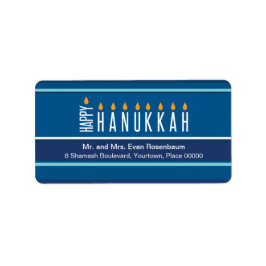 Striped Hanukkah Candles Return Address Etiket