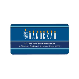 Striped Hanukkah Candles Return Address Etiket