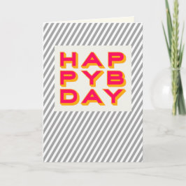 Striped Happy Bday Typography Wenskaart Kaart