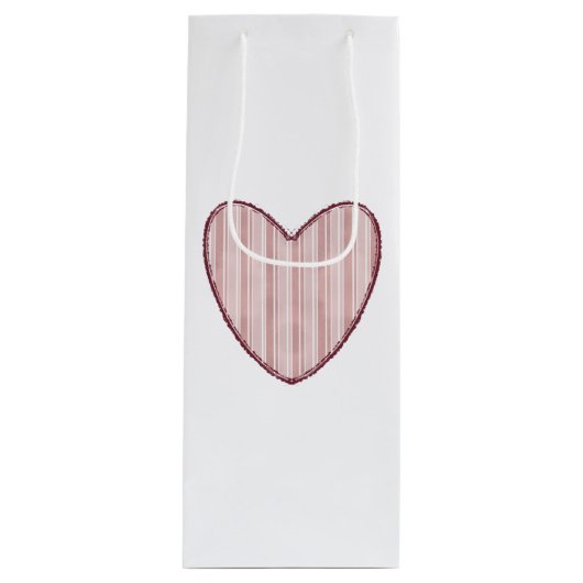 Striped Heart Wijn Cadeautas (Voorkant)