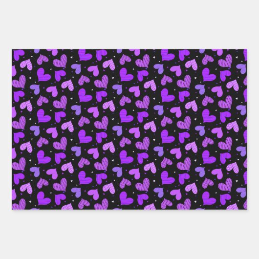 Striped Hearts Blue Inpakpapier Vel (Voorkant 3)