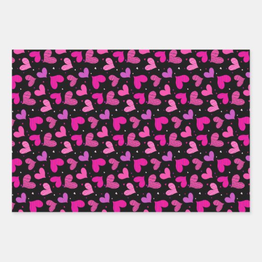 Striped Hearts Blue Inpakpapier Vel (Voorkant 2)