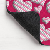 Striped Hearts Hot Pink Fun Patroon Epic Design Muismat (Hoek)