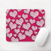 Striped Hearts Hot Pink Fun Patroon Epic Design Muismat (Met muis)