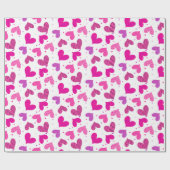 Striped Hearts roze Cadeaupapier (Vlak)