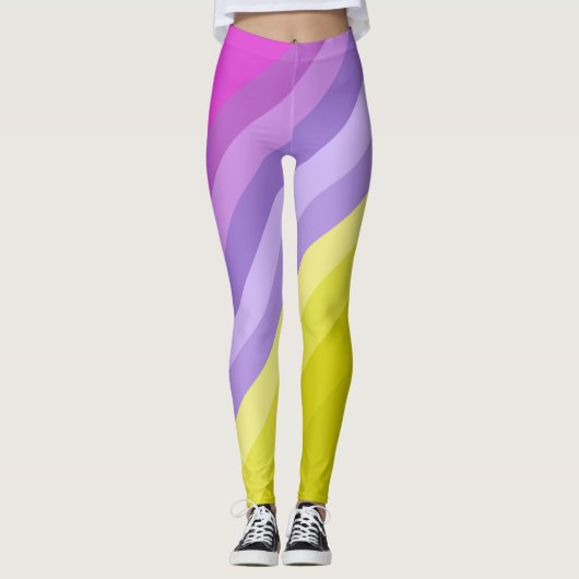 Striped, helder, regenboog leggings (Voorkant)