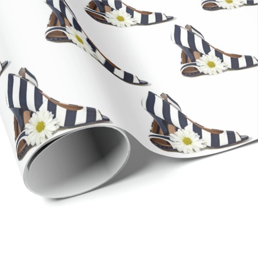 Striped High Heels met Daisy Cadeaupapier (Rol Hoek)