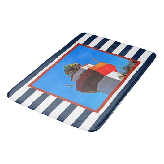 Striped Hilton Head Island Harbor Town Lighthouse Badmat (Gekanteld)