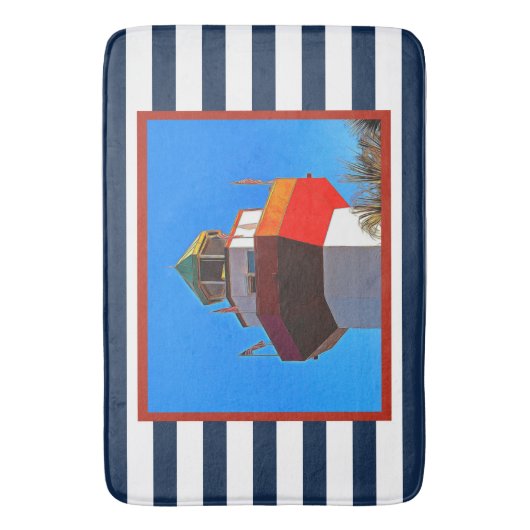 Striped Hilton Head Island Harbor Town Lighthouse Badmat (Voorkant Verticaal)