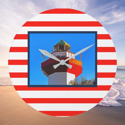 Striped Hilton Head Island Harbor Town Lighthouse Grote Klok