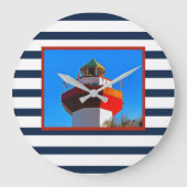 Striped Hilton Head Island Harbor Town Lighthouse Grote Klok (Voorkant)