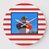 Striped Hilton Head Island Harbor Town Lighthouse Grote Klok (Voorkant)