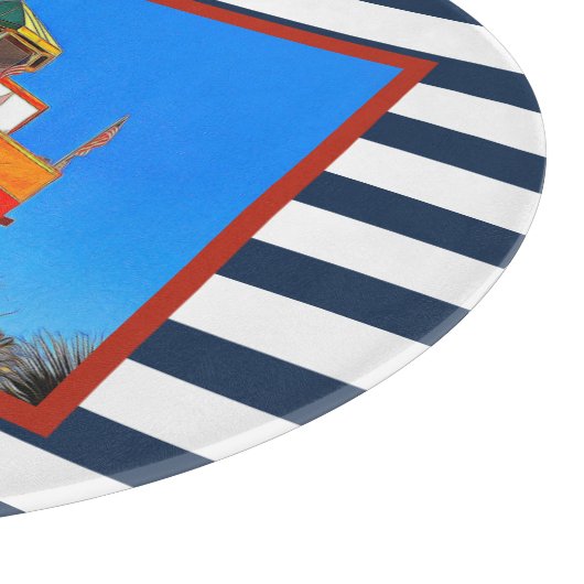 Striped Hilton Head Island Harbor Town Lighthouse Snijplank (Hoek)