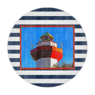 Striped Hilton Head Island Harbor Town Lighthouse Snijplank