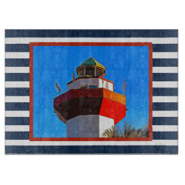 Striped Hilton Head Island Harbor Town Lighthouse Snijplank