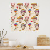 Striped Hot Air-ballonnen Poster (Keuken)