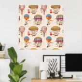 Striped Hot Air-ballonnen Poster (Thuiskantoor)