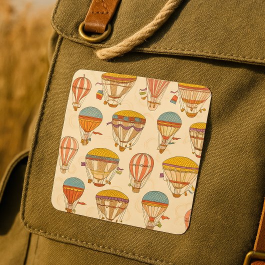 Striped Hot Air-ballonnen Vierkante Sticker
