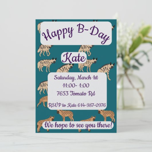 Striped Hyenas Happy Birthday Kaart (Staand voorkant)