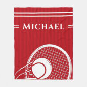 Striped Intense Red Tennis Racket & Ball Elegant Fleece Deken (Voorkant)