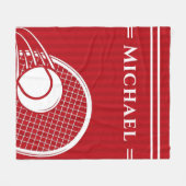 Striped Intense Red Tennis Racket & Ball Elegant Fleece Deken (Voorkant (Horizontaal))