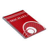 Striped Intense Red Tennis Racket & Ball Elegant Notitieboek (Rechterzijde)