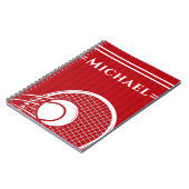Striped Intense Red Tennis Racket & Ball Elegant Notitieboek (Linkerzijde)