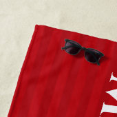 Striped Intense Red Tennis Racket & Ball Elegant Strandlaken (In situ)