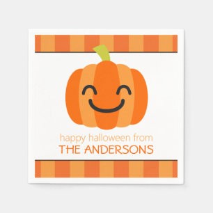 Striped Jack o Lantern Personalized Party Napkins Servet