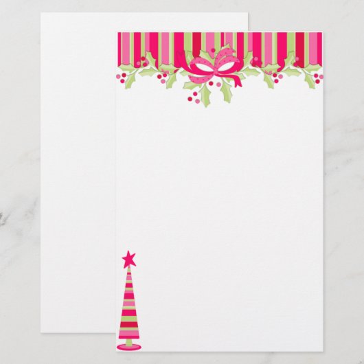 Striped kerstboom en Briefpapier stoppen (Voorkant / Achterkant)