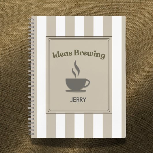 Striped Khaki & White "Ideas Brewing" Notitieboek