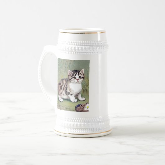  Striped Kitten Illustratie Bierpul (Voorkant links)