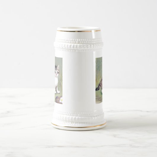  Striped Kitten Illustratie Bierpul (Center)