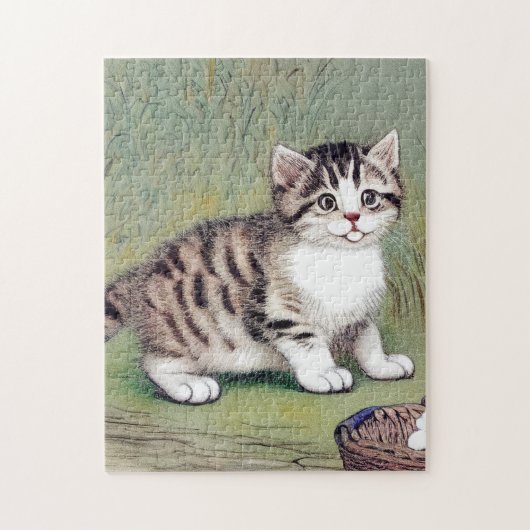  Striped Kitten Illustratie Legpuzzel (Verticaal)