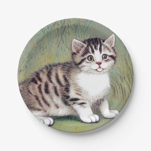 Striped Kitten Illustratie Papieren Bordje (Voorkant)