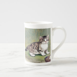 Striped Kitten Illustratie Porselein Kop