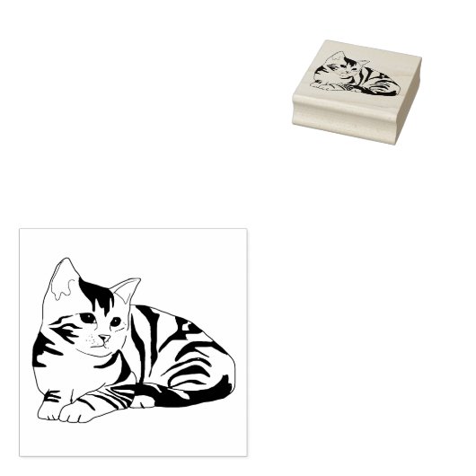Striped Kitten Rubberstempel (Gestempeld)